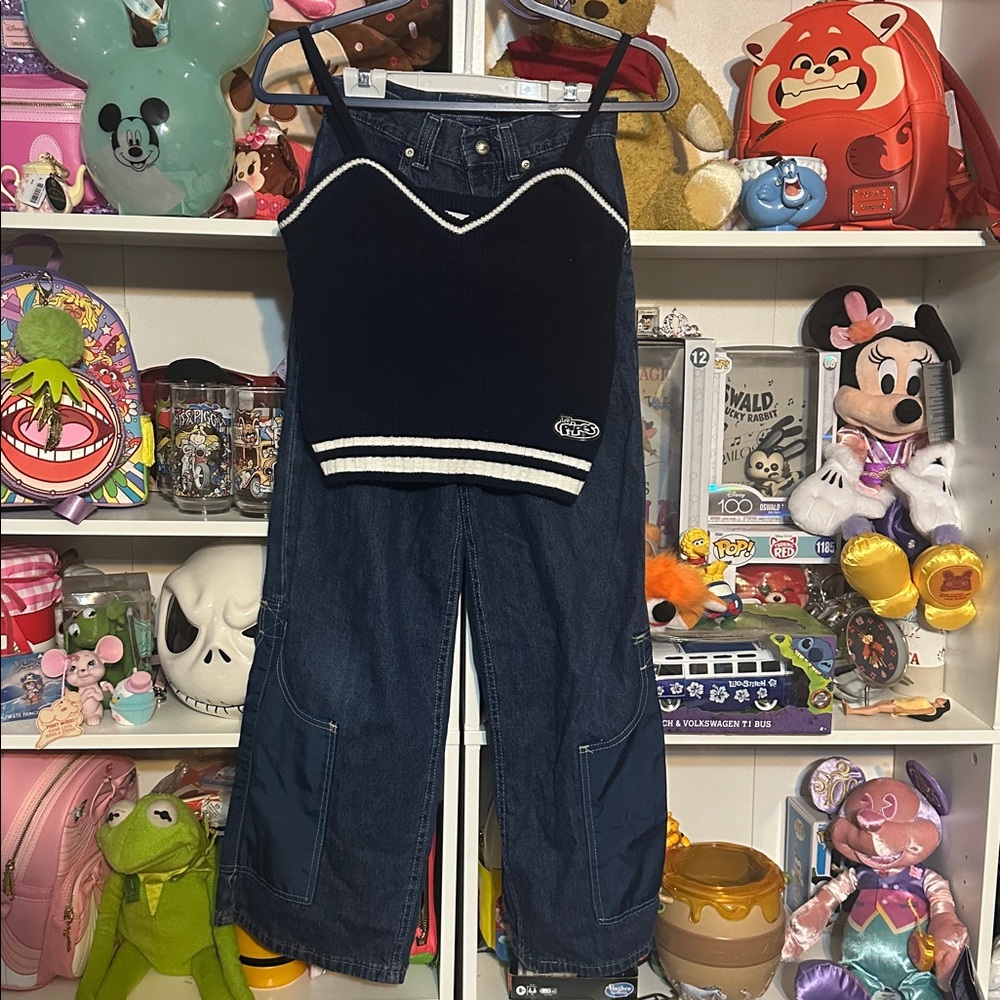VINTAGE Lee Pipes girls top and baggy jeans set great condition